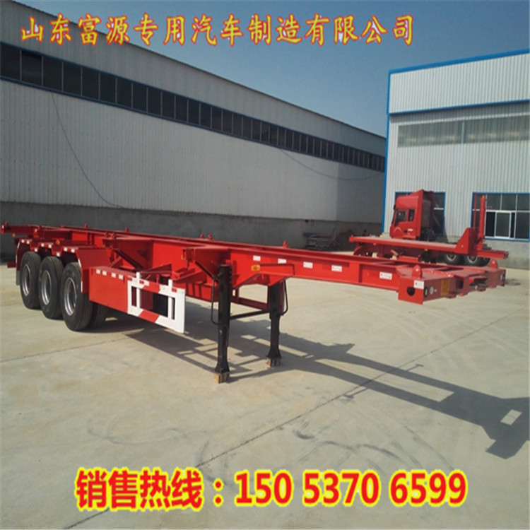 兩軸20英尺集裝箱平板半掛車(chē) 12.5米危險(xiǎn)品骨架半掛車(chē) 集裝箱半掛龍骨車(chē)架