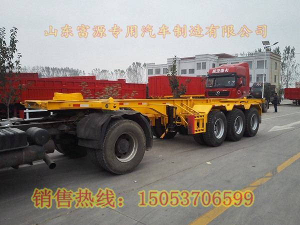 20英尺集裝箱平板自卸車 重型骨架半掛車集裝箱半掛車出口 集裝箱龍骨半掛車