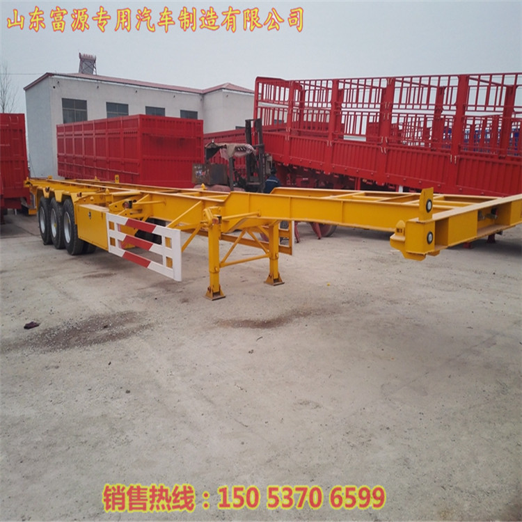 集裝箱半掛龍骨運輸車 30英尺危險品骨架半掛車 集裝箱物流貨柜車