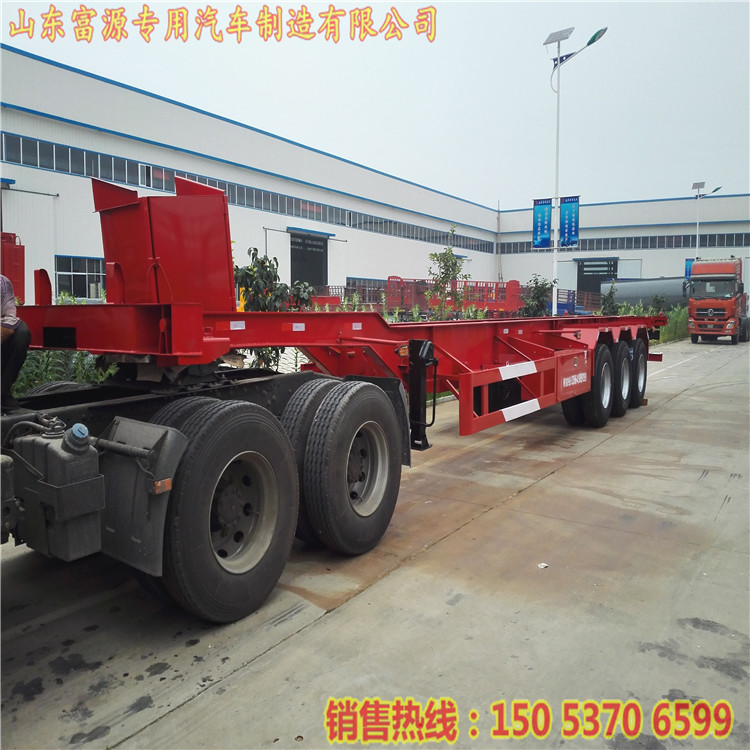 集裝箱半掛龍骨運輸車 30英尺危險品骨架半掛車 集裝箱物流貨柜車